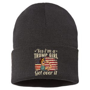 Yes IM A Trump Girl Get Over It Us Flag 2020 Women Gift Sustainable Knit Beanie