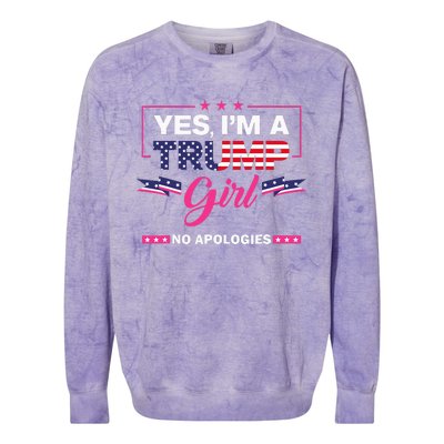 Yes IM A Trump Girl No Apologies 2024 Election Colorblast Crewneck Sweatshirt