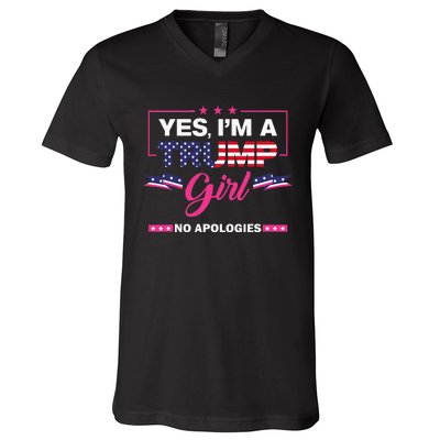 Yes IM A Trump Girl No Apologies 2024 Election V-Neck T-Shirt