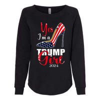 Yes IM A Trump Girl Stilettos High Heel Us Flag Trump 2024 Womens California Wash Sweatshirt