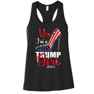 Yes IM A Trump Girl Stilettos High Heel Us Flag Trump 2024 Women's Racerback Tank