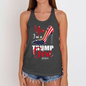 Yes IM A Trump Girl Stilettos High Heel Us Flag Trump 2024 Women's Knotted Racerback Tank