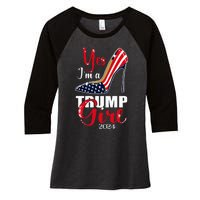 Yes IM A Trump Girl Stilettos High Heel Us Flag Trump 2024 Women's Tri-Blend 3/4-Sleeve Raglan Shirt