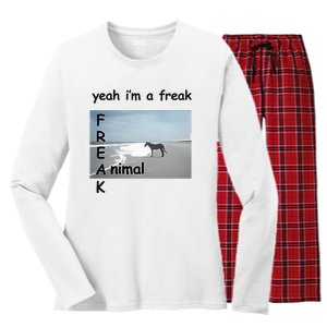 Yeah Im A Freak Animal Women's Long Sleeve Flannel Pajama Set 