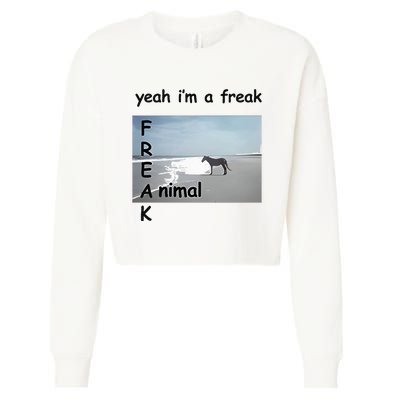 Yeah Im A Freak Animal Cropped Pullover Crew