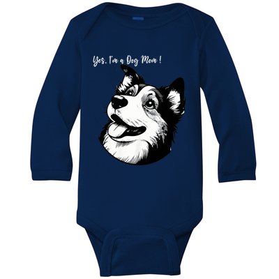 Yes IM A Dog Mom Displays Love For This Lovely Pet Baby Long Sleeve Bodysuit