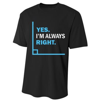 Yes IM Always Right Funny Math Puns For Teachers Performance Sprint T-Shirt