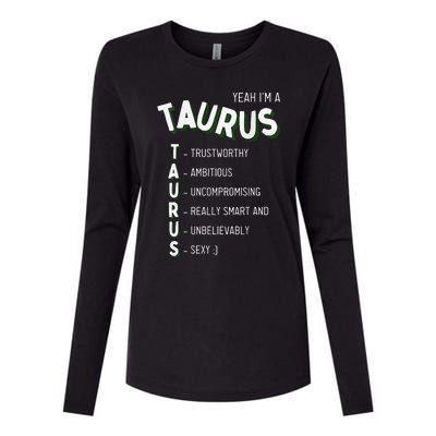 Yeah I'm a Taurus Zodiac Womens Cotton Relaxed Long Sleeve T-Shirt