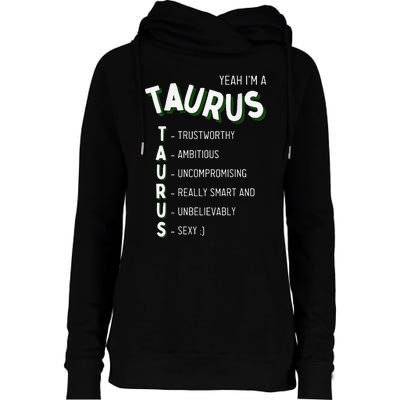 Yeah I'm a Taurus Zodiac Womens Funnel Neck Pullover Hood