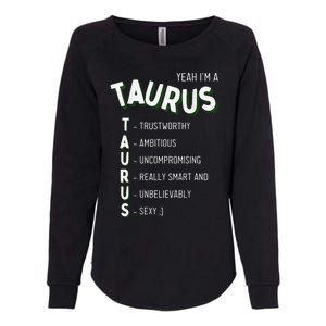 Yeah I'm a Taurus Zodiac Womens California Wash Sweatshirt