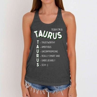 Yeah I'm a Taurus Zodiac Women's Knotted Racerback Tank