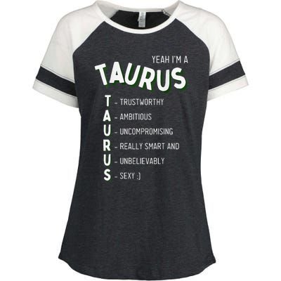 Yeah I'm a Taurus Zodiac Enza Ladies Jersey Colorblock Tee