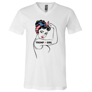 Yes IM A Trump Girl Get Over It Trump 2024 Election Gifts V-Neck T-Shirt