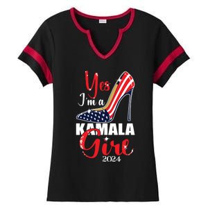 Yes Im A Kamala Girl Stilettos High Heel Harris 2024 Vote Ladies Halftime Notch Neck Tee