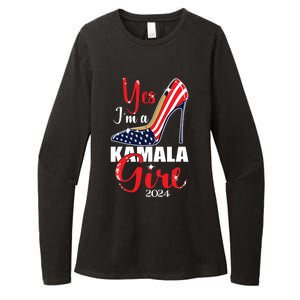 Yes Im A Kamala Girl Stilettos High Heel Harris 2024 Vote Womens CVC Long Sleeve Shirt