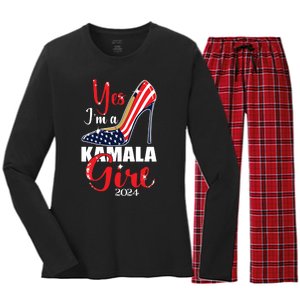 Yes Im A Kamala Girl Stilettos High Heel Harris 2024 Vote Women's Long Sleeve Flannel Pajama Set 