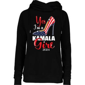 Yes Im A Kamala Girl Stilettos High Heel Harris 2024 Vote Womens Funnel Neck Pullover Hood