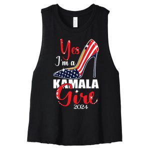 Yes Im A Kamala Girl Stilettos High Heel Harris 2024 Vote Women's Racerback Cropped Tank