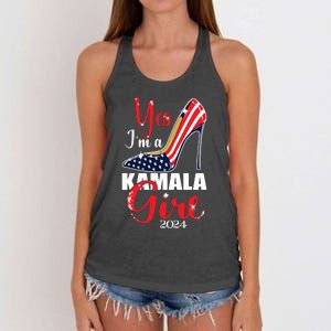 Yes Im A Kamala Girl Stilettos High Heel Harris 2024 Vote Women's Knotted Racerback Tank