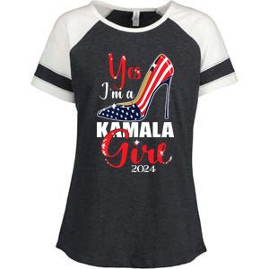 Yes Im A Kamala Girl Stilettos High Heel Harris 2024 Vote Enza Ladies Jersey Colorblock Tee