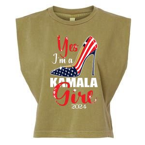 Yes Im A Kamala Girl Stilettos High Heel Harris 2024 Vote Garment-Dyed Women's Muscle Tee