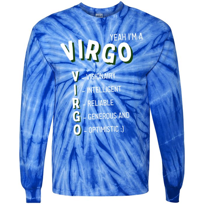 Yeah Im A Virgo Zodiac Gift Tie-Dye Long Sleeve Shirt