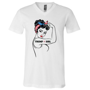 Yes Im A Trump Girl Get Over It Trump 2024 Election Gifts V-Neck T-Shirt