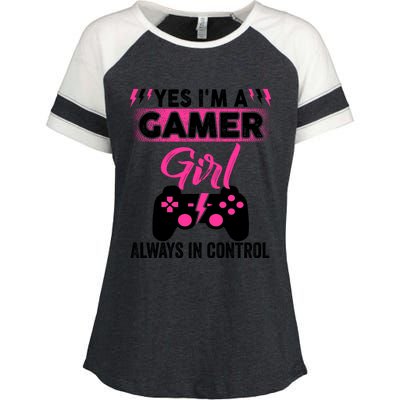 Yes Im A Gamer Girl Gaming Cool Gift Always In Control Game Girl Funny Gift Enza Ladies Jersey Colorblock Tee