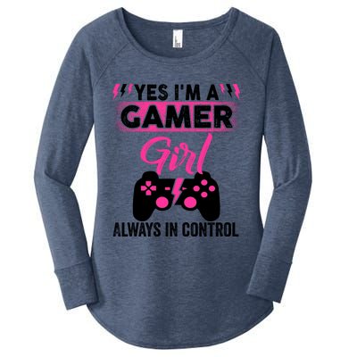 Yes Im A Gamer Girl Gaming Cool Gift Always In Control Game Girl Funny Gift Women's Perfect Tri Tunic Long Sleeve Shirt