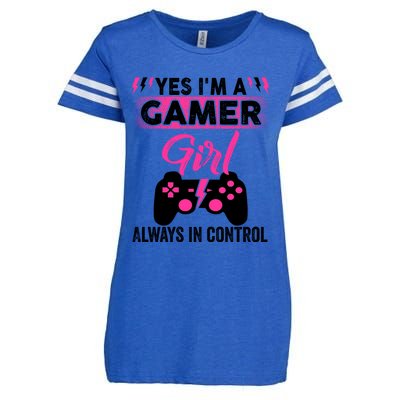 Yes Im A Gamer Girl Gaming Cool Gift Always In Control Game Girl Funny Gift Enza Ladies Jersey Football T-Shirt