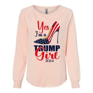 Yes IM A Trump Girl Stilettos High Heel Us Flag Trump 2024 Womens California Wash Sweatshirt