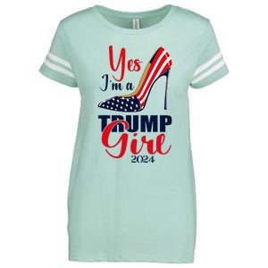 Yes IM A Trump Girl Stilettos High Heel Us Flag Trump 2024 Enza Ladies Jersey Football T-Shirt