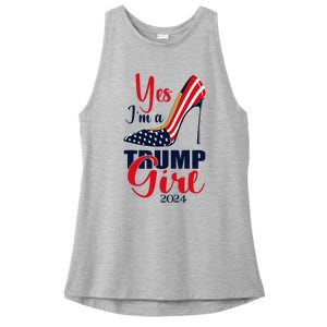 Yes IM A Trump Girl Stilettos High Heel Us Flag Trump 2024 Ladies PosiCharge Tri-Blend Wicking Tank