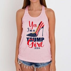 Yes IM A Trump Girl Stilettos High Heel Us Flag Trump 2024 Women's Knotted Racerback Tank