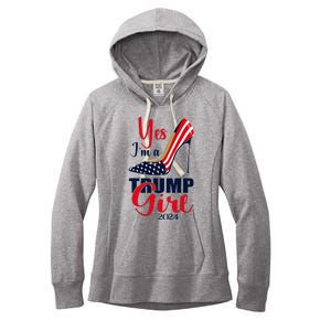 Yes IM A Trump Girl Stilettos High Heel Us Flag Trump 2024 Women's Fleece Hoodie