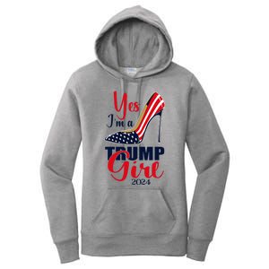 Yes IM A Trump Girl Stilettos High Heel Us Flag Trump 2024 Women's Pullover Hoodie