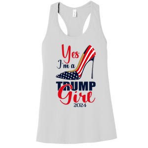 Yes IM A Trump Girl Stilettos High Heel Us Flag Trump 2024 Women's Racerback Tank