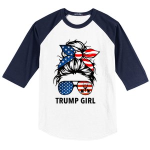 Yes I'm A Trump Girl Get Over It Gift Trump 2024 Election Gifts Baseball Sleeve Shirt