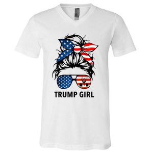 Yes I'm A Trump Girl Get Over It Gift Trump 2024 Election Gifts V-Neck T-Shirt