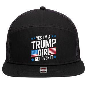 Yes IM A Trump Girl Trump Supporter Patriotic 7 Panel Mesh Trucker Snapback Hat