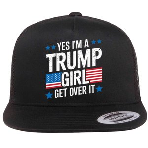 Yes IM A Trump Girl Trump Supporter Patriotic Flat Bill Trucker Hat