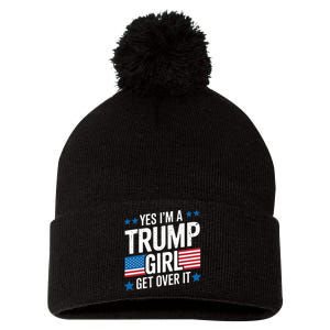 Yes IM A Trump Girl Trump Supporter Patriotic Pom Pom 12in Knit Beanie