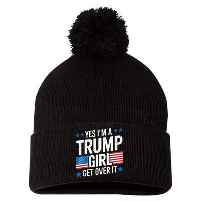 Yes IM A Trump Girl Trump Supporter Patriotic Pom Pom 12in Knit Beanie