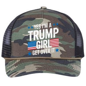 Yes IM A Trump Girl Trump Supporter Patriotic Retro Rope Trucker Hat Cap