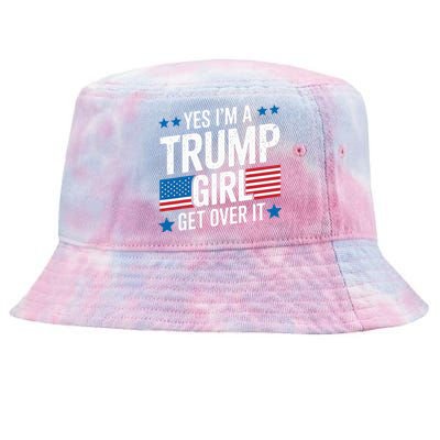 Yes IM A Trump Girl Trump Supporter Patriotic Tie-Dyed Bucket Hat