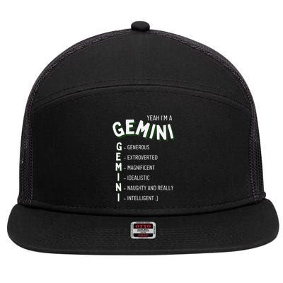 Yeah I'm a Gemini Zodiac 7 Panel Mesh Trucker Snapback Hat