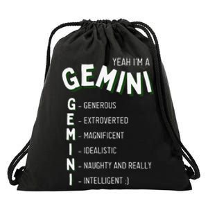 Yeah I'm a Gemini Zodiac Drawstring Bag