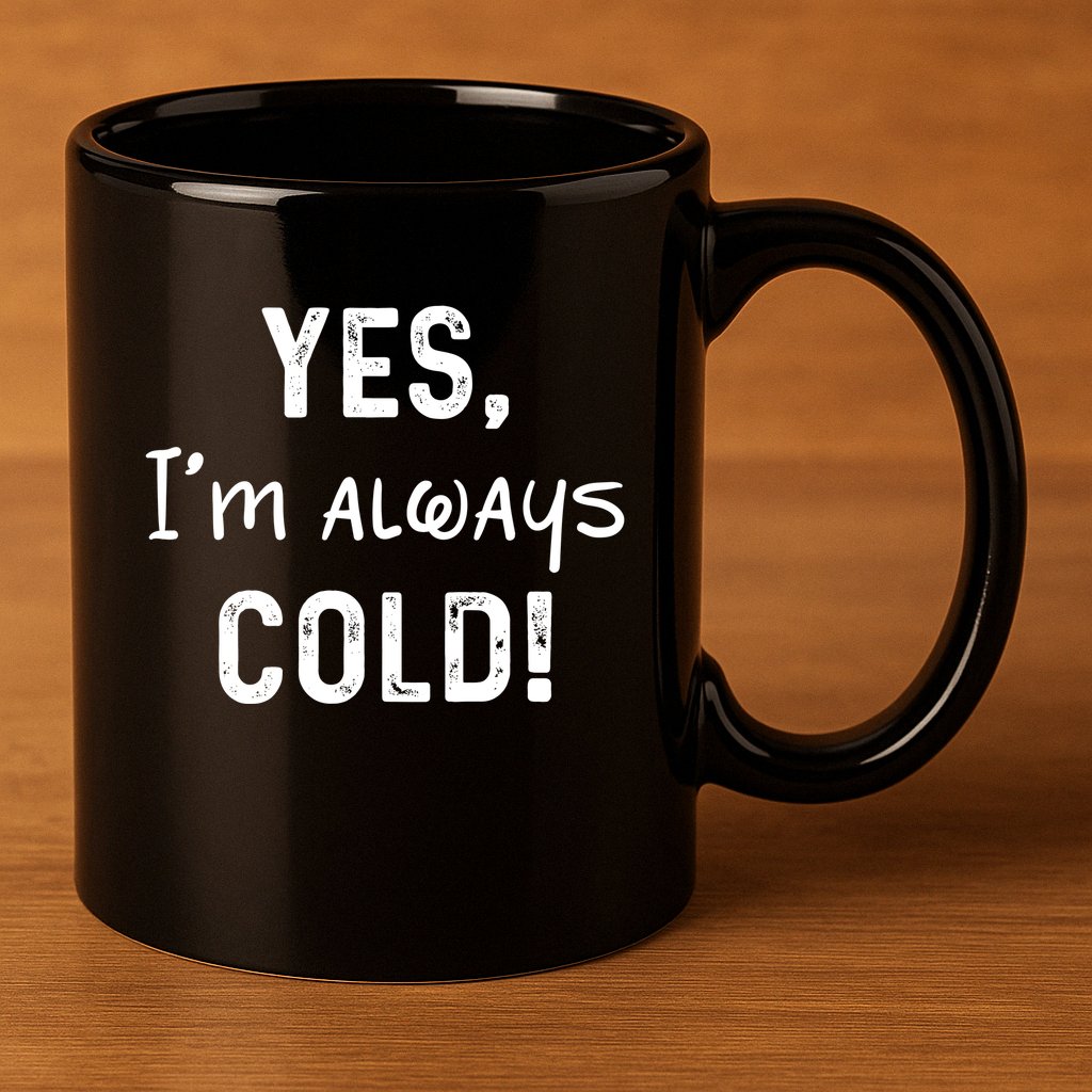 Yes IM Always Cold Funny Sayings About Winter Life 11oz C Handle Ceramic Mug