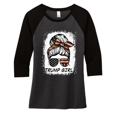 Yes IM A Trump Girl Get Over It Trump 2024 Election Gifts Women's Tri-Blend 3/4-Sleeve Raglan Shirt