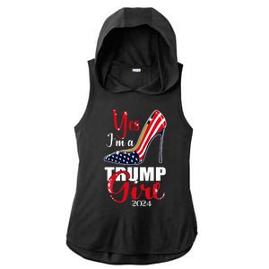 Yes IM A Trump Girl Stilettos High Heel Us Flag Trump 2024 Ladies PosiCharge Tri-Blend Wicking Draft Hoodie Tank